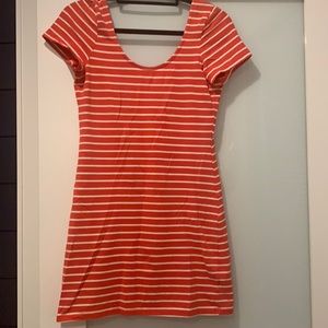 White and Red Stripe Jersey Dress Size 12